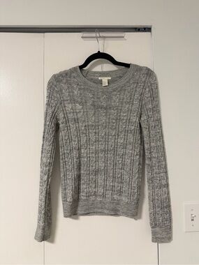 H&M Light Gray Cable Knit Crewneck Sweater